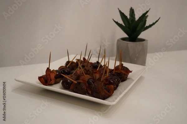 Obraz Crispy bacon wrapped dates Spanish Tapas Style