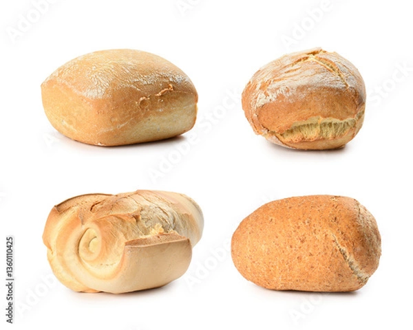 Obraz Assortimento di pane isolato su sfondo bianco 