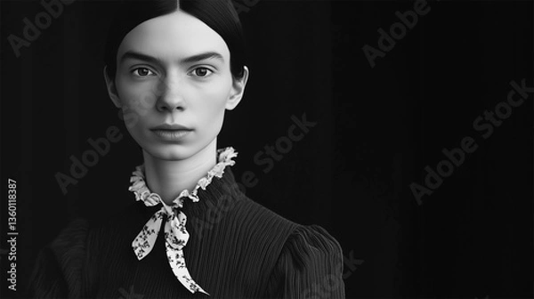 Obraz Portrait of Emily Dickinson based on 1846–1847 daguerreotype when she was approximately 16, visual reconstruction via AI

