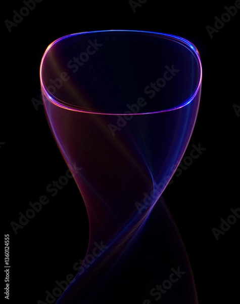 Obraz Swirl Stage. Neon glowing circles. Light Trails. Glint bright spiral. Motion ellipse..Slow shutter light trajectory. Long shiny tape. Accelerate twisted ribbon. Glowing dynamic lines.