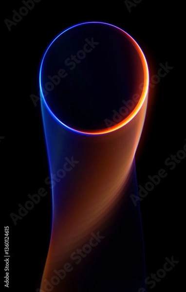 Fototapeta Swirl Stage. Neon glowing circles. Light Trails. Glint bright spiral. Motion ellipse..Slow shutter light trajectory. Long shiny tape. Accelerate twisted ribbon. Glowing dynamic lines.