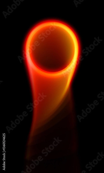 Obraz Swirl Stage. Neon glowing circles. Light Trails. Glint bright spiral. Motion ellipse..Slow shutter light trajectory. Long shiny tape. Accelerate twisted ribbon. Glowing dynamic lines.
