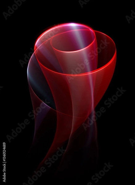 Obraz Swirl Stage. Neon glowing circles. Light Trails. Glint bright spiral. Motion ellipse..Slow shutter light trajectory. Long shiny tape. Accelerate twisted ribbon. Glowing dynamic lines.