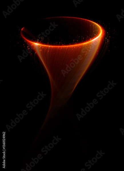 Obraz Swirl Stage. Neon glowing circles. Light Trails. Glint bright spiral. Motion ellipse..Slow shutter light trajectory. Long shiny tape. Accelerate twisted ribbon. Glowing dynamic lines.