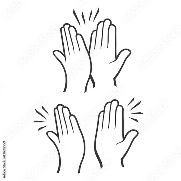 Fototapeta Two Hands Giving a High Five Icons Set. Vector