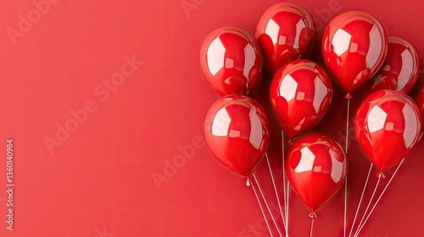 Fototapeta Red balloons bunch celebration background