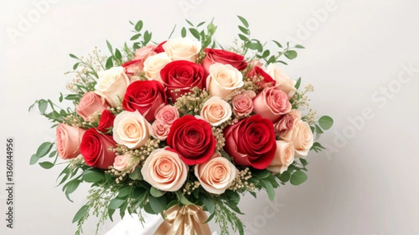 Obraz Bridal bouquet red and white roses