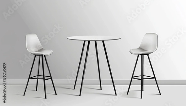 Obraz Modern Minimalist White Table and Two Chairs Interior Design
