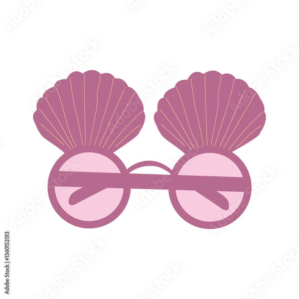 Obraz Funny seashell party glasses. Vector illustration