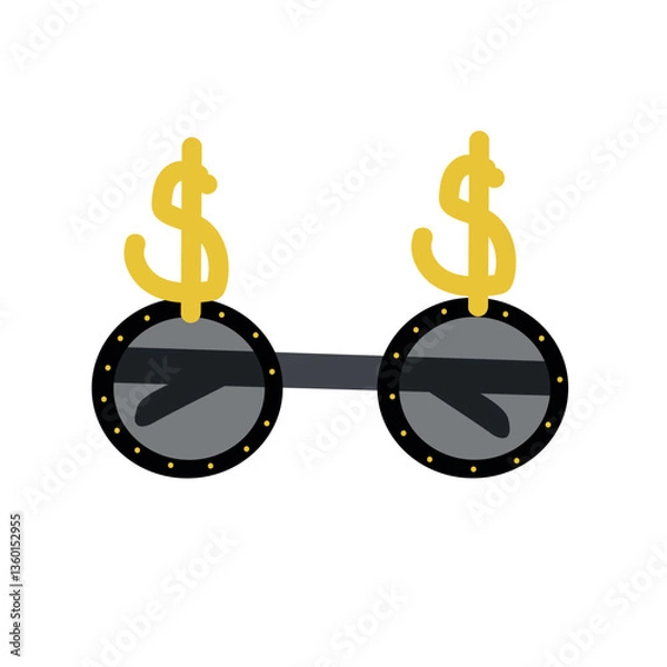 Fototapeta Funny dollar shaped party glasses. Vector illustration