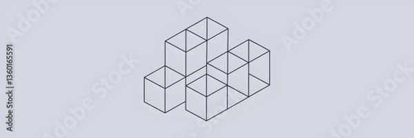 Fototapeta Minimalist isometric blocks on purple background with upward tilt