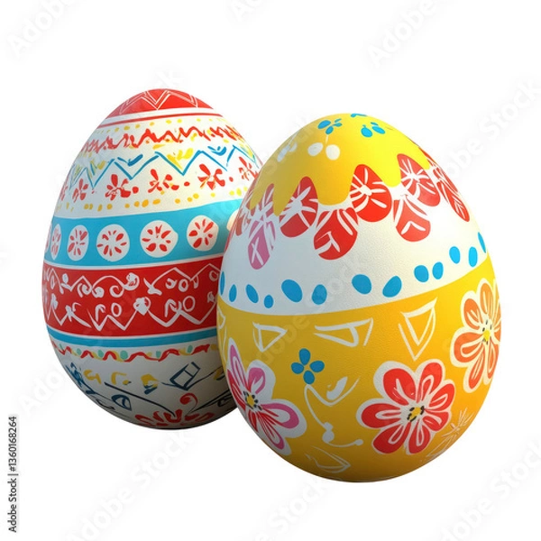 Obraz Two Decorated Easter Eggs on transparent background