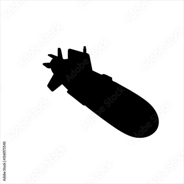 Obraz Torpedo silhouette icon vector flat design.