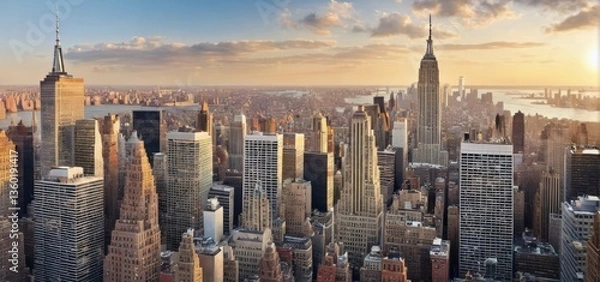 Fototapeta シティ, 地平線, ニューヨークシティ, 摩天楼, マンハッタン, 建築, 都市景観, 新しい, ビル, ビル, アーバン, 景色, ダウンタウン,