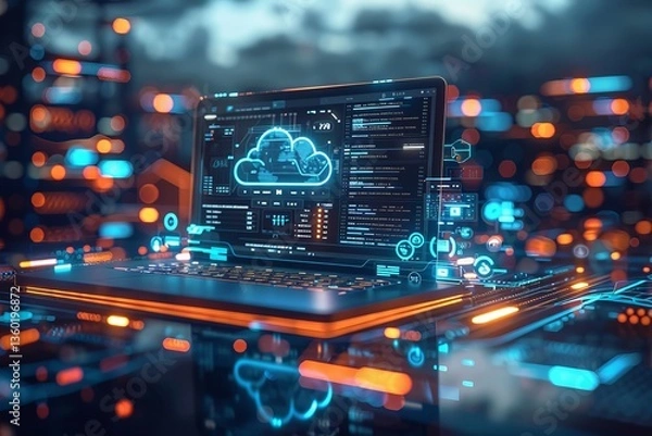 Fototapeta Seamless Cloud Integration in Action
