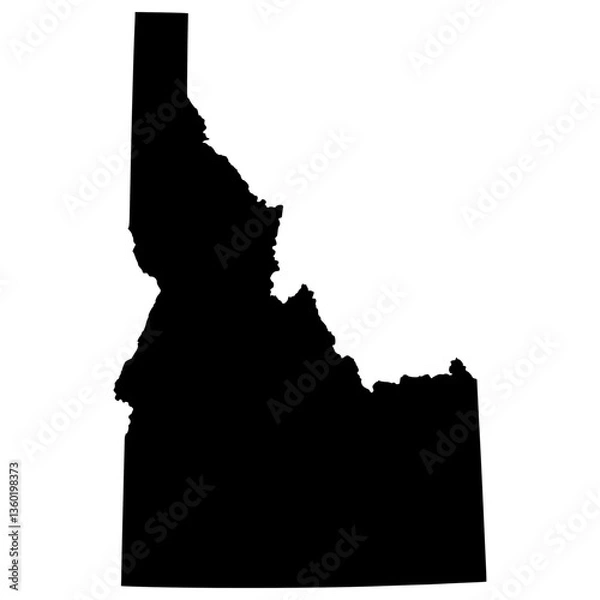 Fototapeta Black Sticker of Idaho Map with Transparent Background