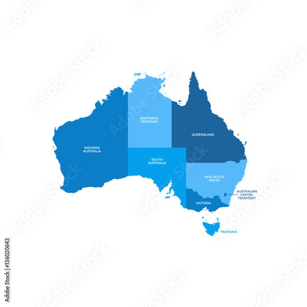 Obraz Mapa regionów Australii