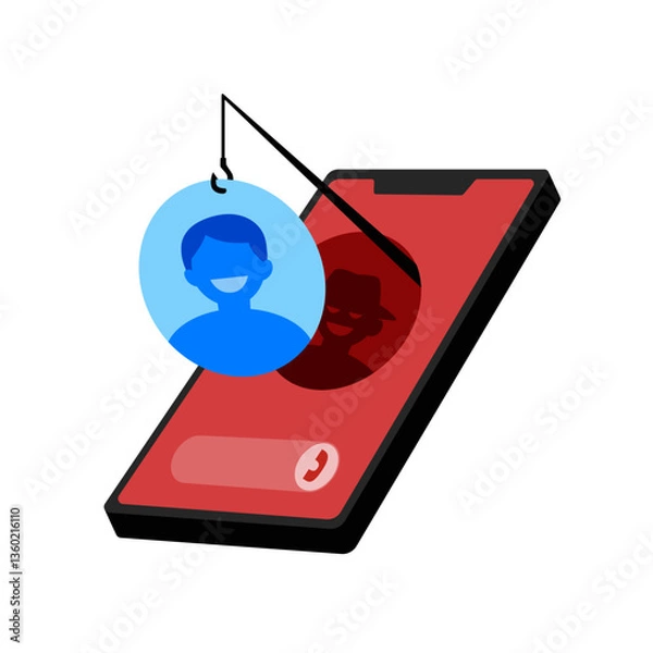 Obraz mobile phone screen talking to scammer, scam and phishing. Scam. Scammer getting access to money, bank card data. Online crime. screen with incoming call from scammers. Cybercrime concept
