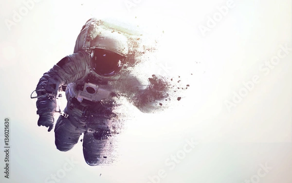 Obraz Astronauta w kosmosie nowoczesna minimalistyczna sztuka. Dualtone, Anaglif. Elementy tego obrazu dostarczone przez NASA