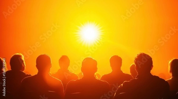 Fototapeta Group of people attending a seminar in a modern auditorium, engaged and collaborative mood, bright lighting