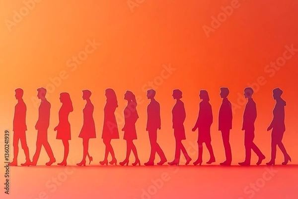 Fototapeta Diverse Group Walking Towards a Bright Future