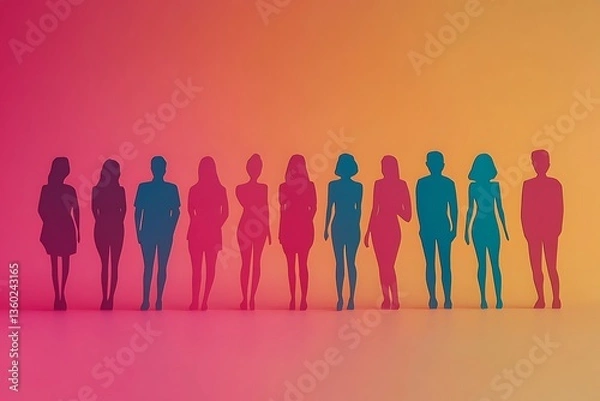 Fototapeta Diverse Paper People Cutouts Showing Unity