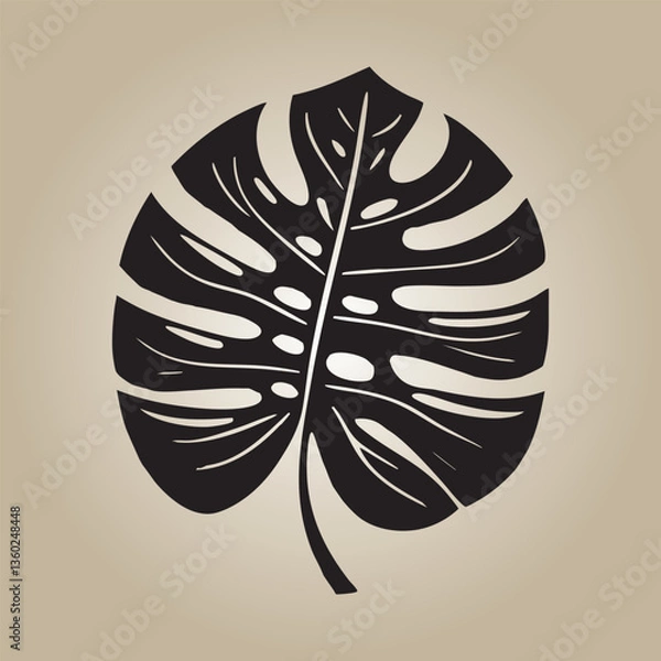 Obraz Monstera Leaf Silhouette on Gradient Background