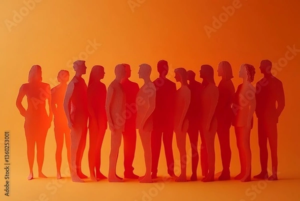 Fototapeta Diverse People Gathering Collaboration Colorful Paper Cutouts