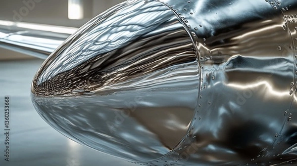 Obraz Polished aircraft nose cone in hangar