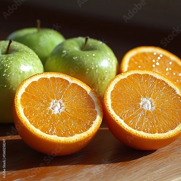 Obraz Juicy oranges  green apples.