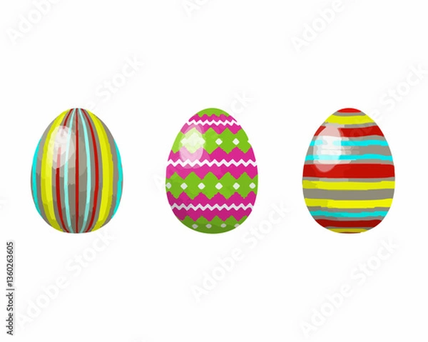 Fototapeta Decorative Easter Eggs Set Design Vector Illustration. vector image