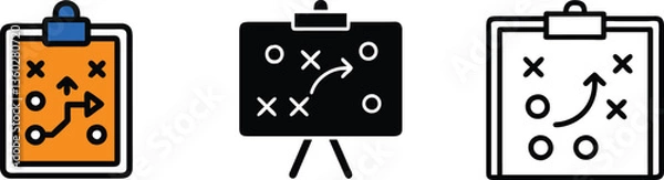 Fototapeta Game Strategy Plan Clipboards, Whiteboard, Playbook, Xs and Os