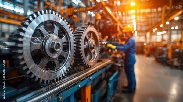 Obraz Machine in a factory setting with industrial background representing modern manufacturing processes and technology