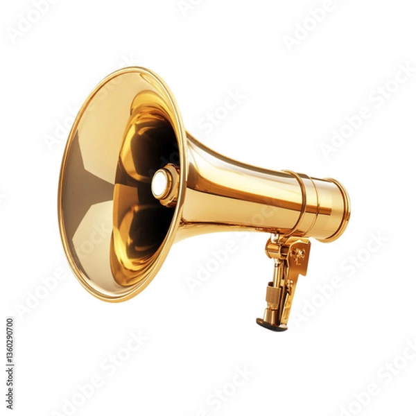 Fototapeta Golden Megaphone Announcement Loudspeaker Public Address System