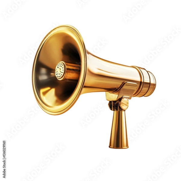 Fototapeta Golden megaphone announcement public address system loud speaker