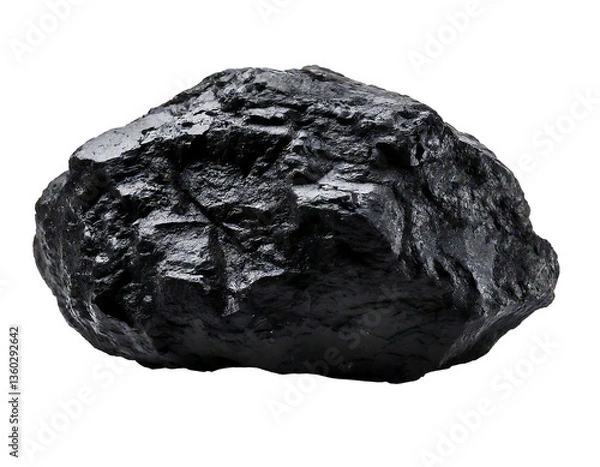Fototapeta Piece of coal isolated on transparent background and white background