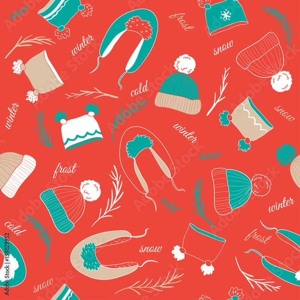 Fototapeta Seamless pattern with hats