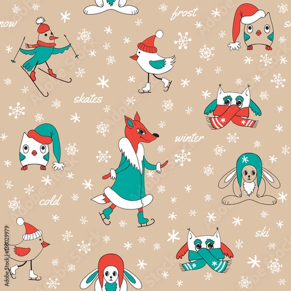 Obraz Funny animals in winter