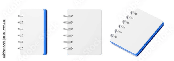 Fototapeta Empty notepad from different sides. Isolation. On a white background. 3d rendering.