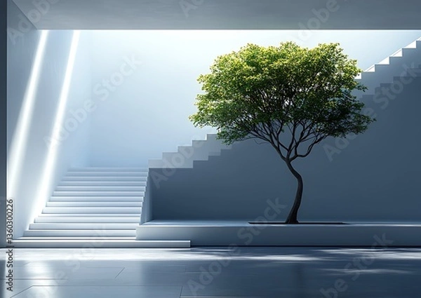 Obraz Modern Interior Tree  Stairs.