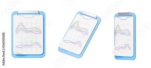 Fototapeta Medical chart from different sides on a white background. Isolated. 3d rendering