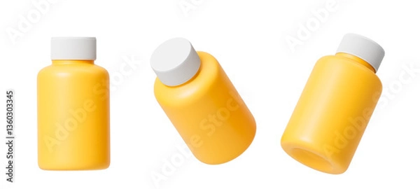 Fototapeta Yellow jar from different sides on a white background. Isolated. 3d rendering