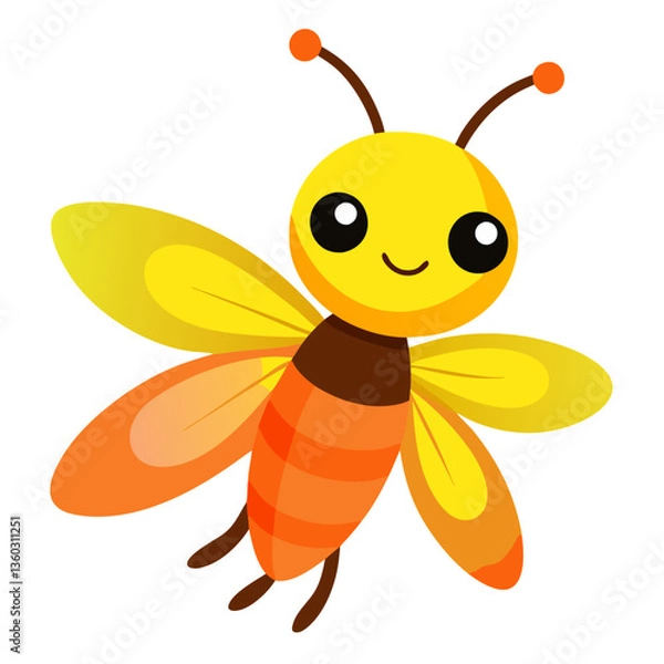 Fototapeta an adorable bee character flying with a cheerful expression vector illustration