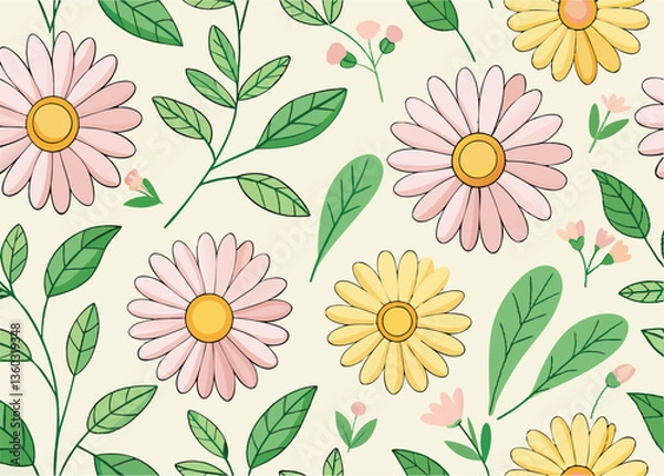 Fototapeta seamless pattern with flowers