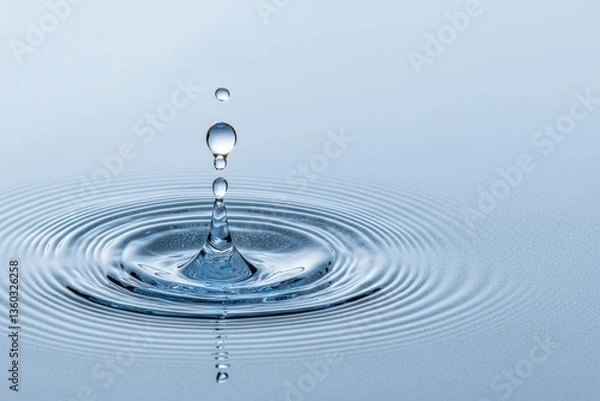 Fototapeta Water Droplet Impacting Still Surface Creating Concentric Ripples