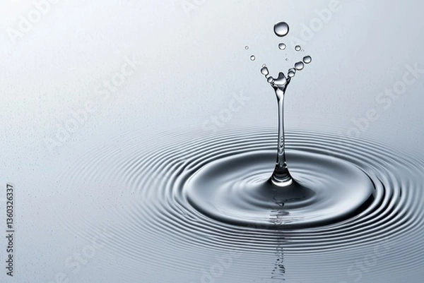 Fototapeta Water Droplet Impacting Surface Creating Concentric Ripples