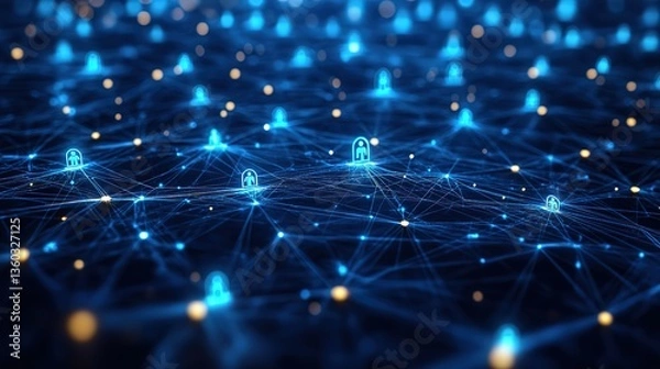 Obraz A clear digital network of blue - toned human icons, depicting the intricate web of connections in the digital age.