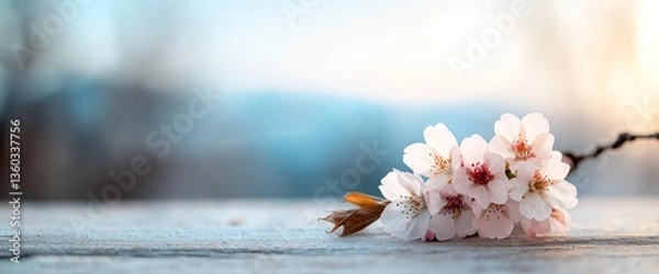 Obraz Delicate Blossoms on a Rustic Surface