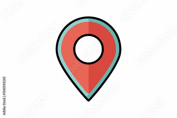 Fototapeta A 3D map pin marker vector icon, a white isolated navigation symbol