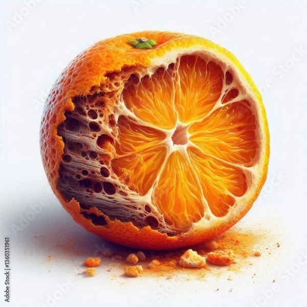 Obraz Decomposing Citrus: A Study in Organic Decay and Vibrant Contrast of Orange Fruit